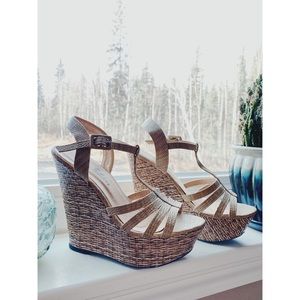 Woven Strappy Wedges